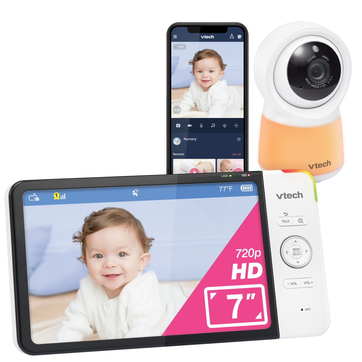 VTech RM7754HDV2 baby monitor - smartphone app and parent unit