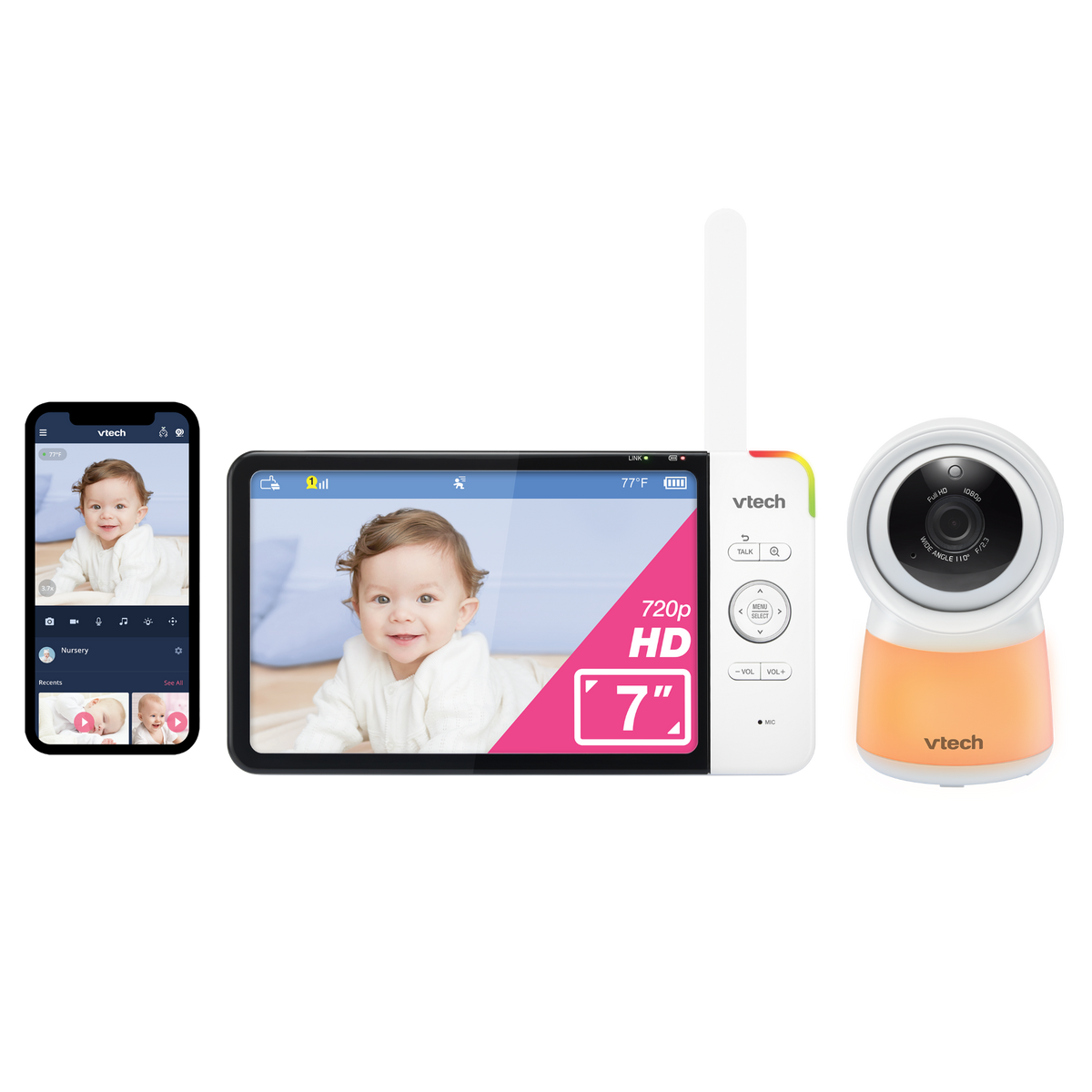 VTech RM7754HDV2 baby monitor - parent unit, straight-on view
