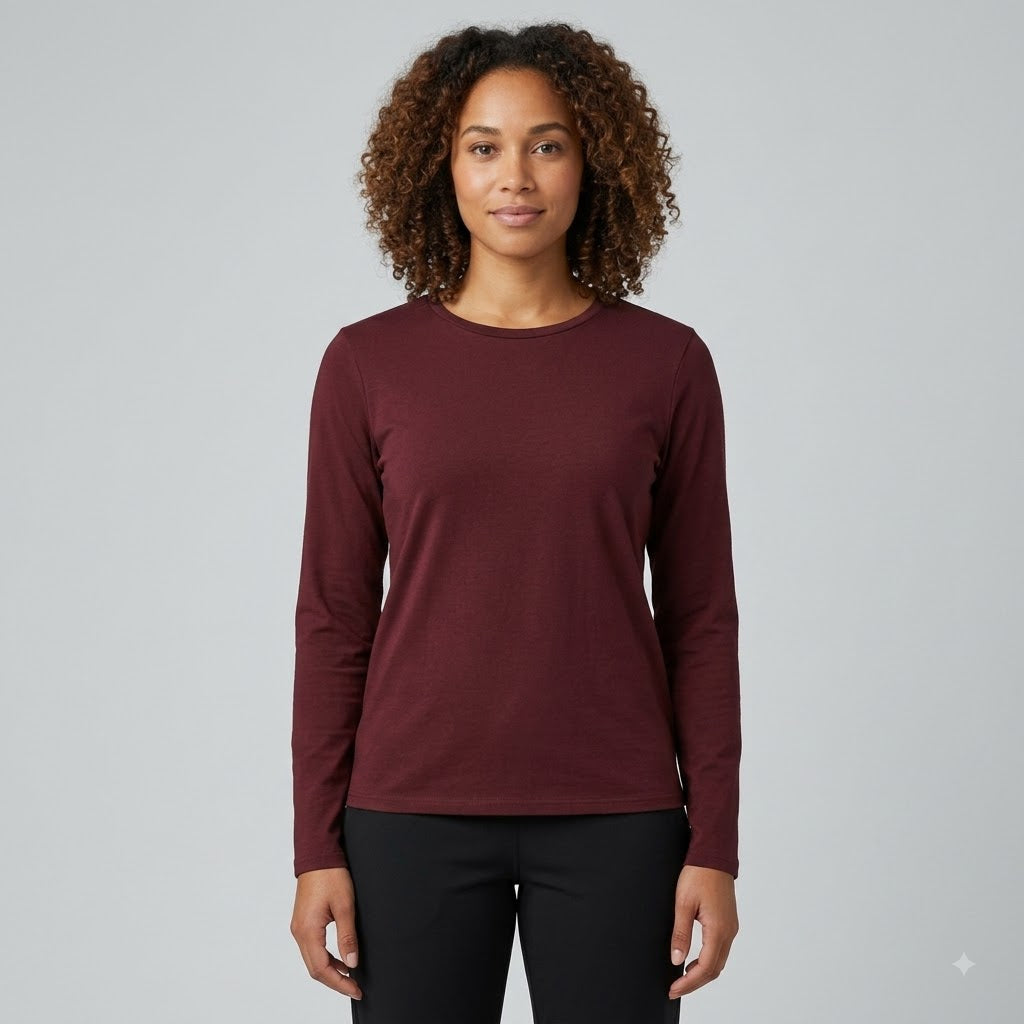 Women's Long Sleeve Supima Segments Cotton Tee Supima