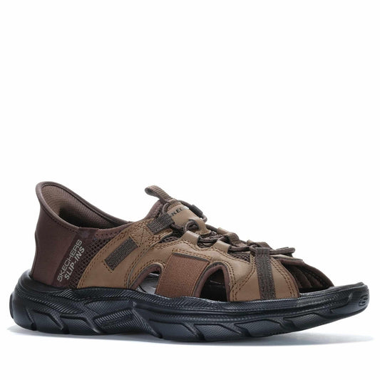 Skechers Men's Revolted SS - Merrick Sandal, Dark Brown - side profile
