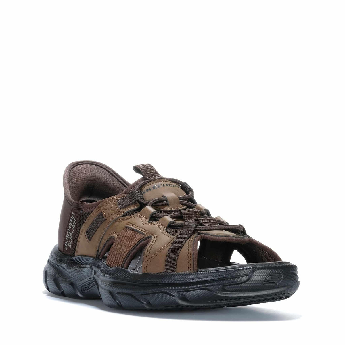 Skechers Men's Revolted SS - Merrick Sandal, Dark Brown - front 3/4 view