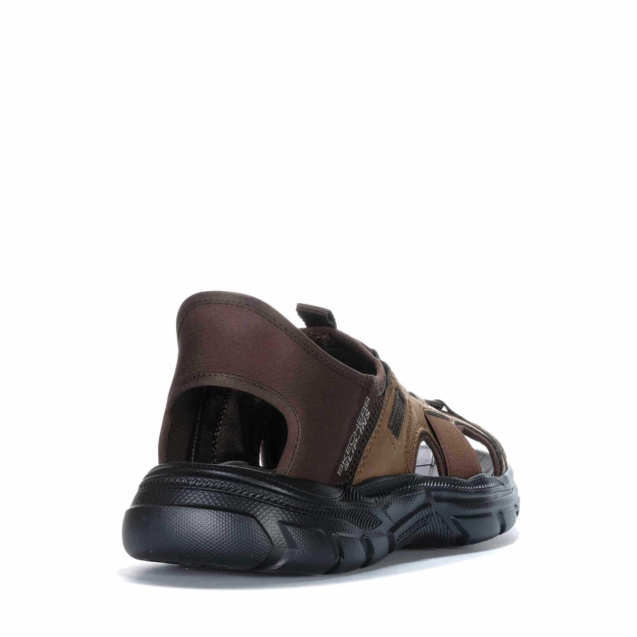Skechers Men's Revolted SS - Merrick Sandal, Dark Brown - rear 3/4 view