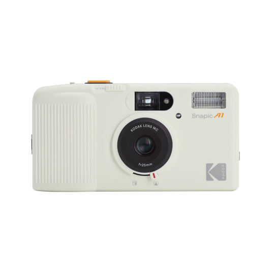 Kodak Snapic A1 35mm film camera in ivory white - front view