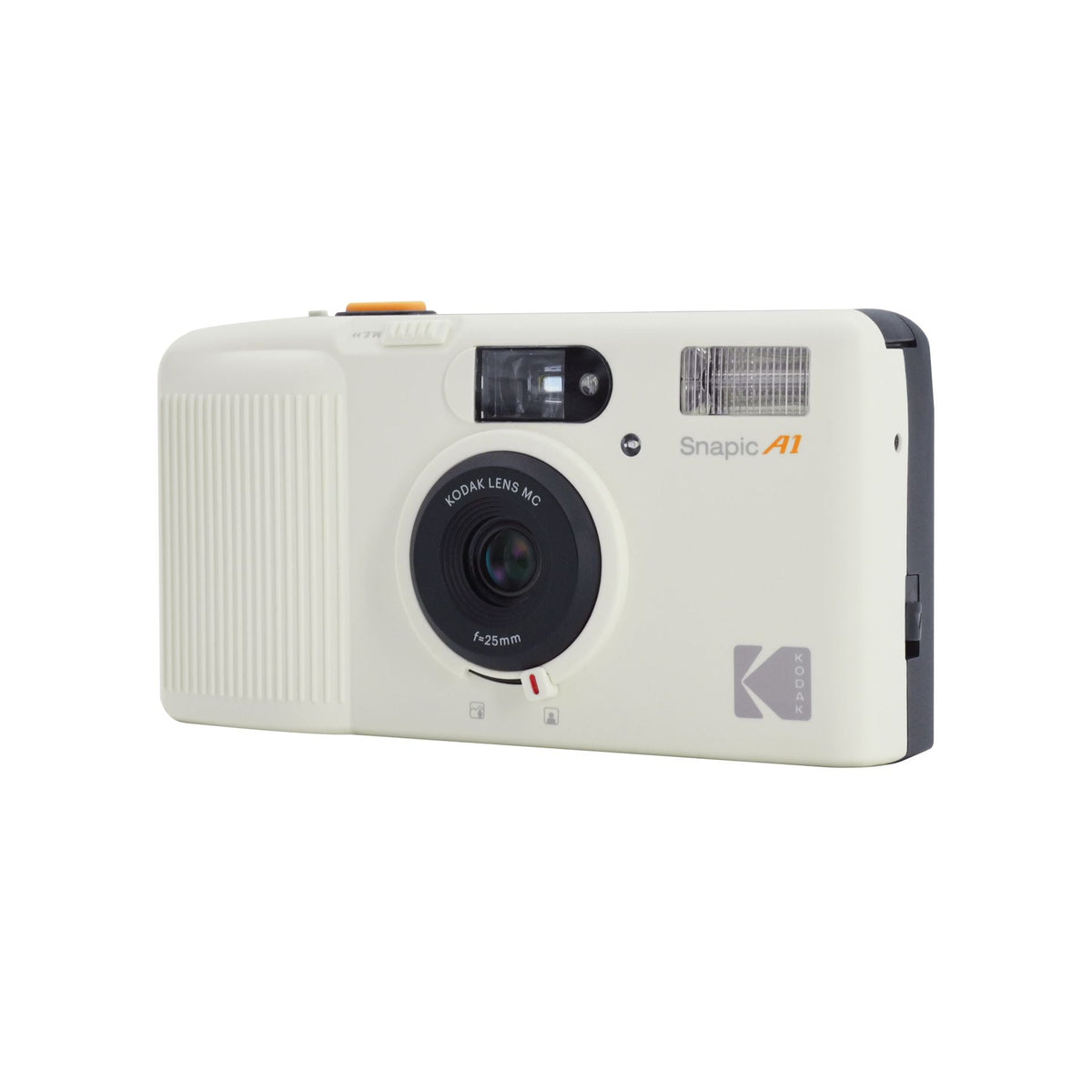 Kodak Snapic A1 35mm film camera in ivory white - side angle view