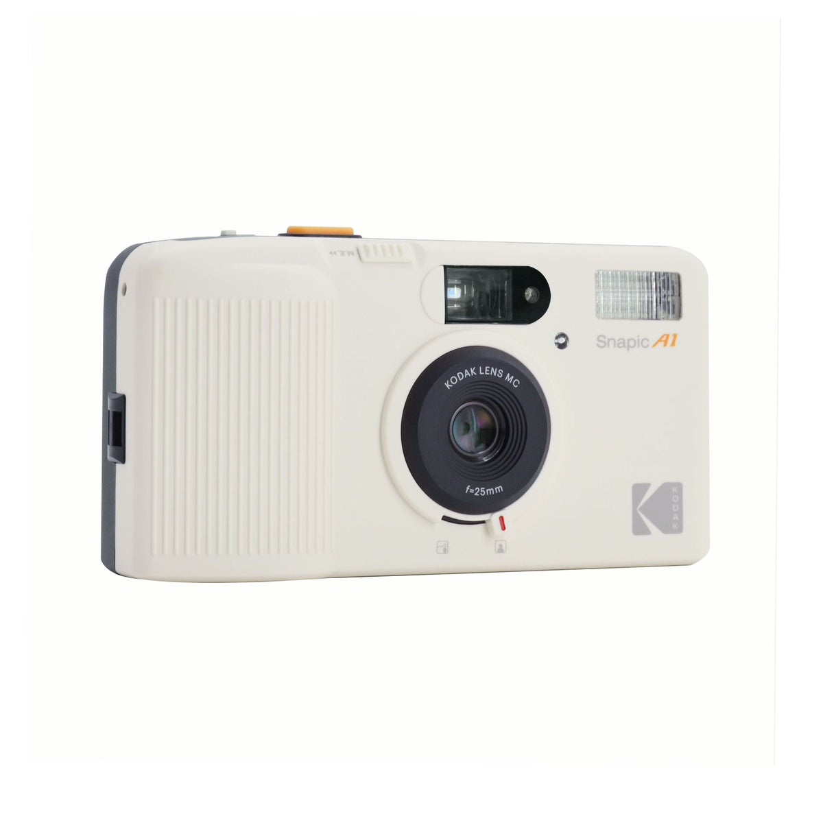 Kodak Snapic A1 35mm film camera in ivory white - top view showing controls