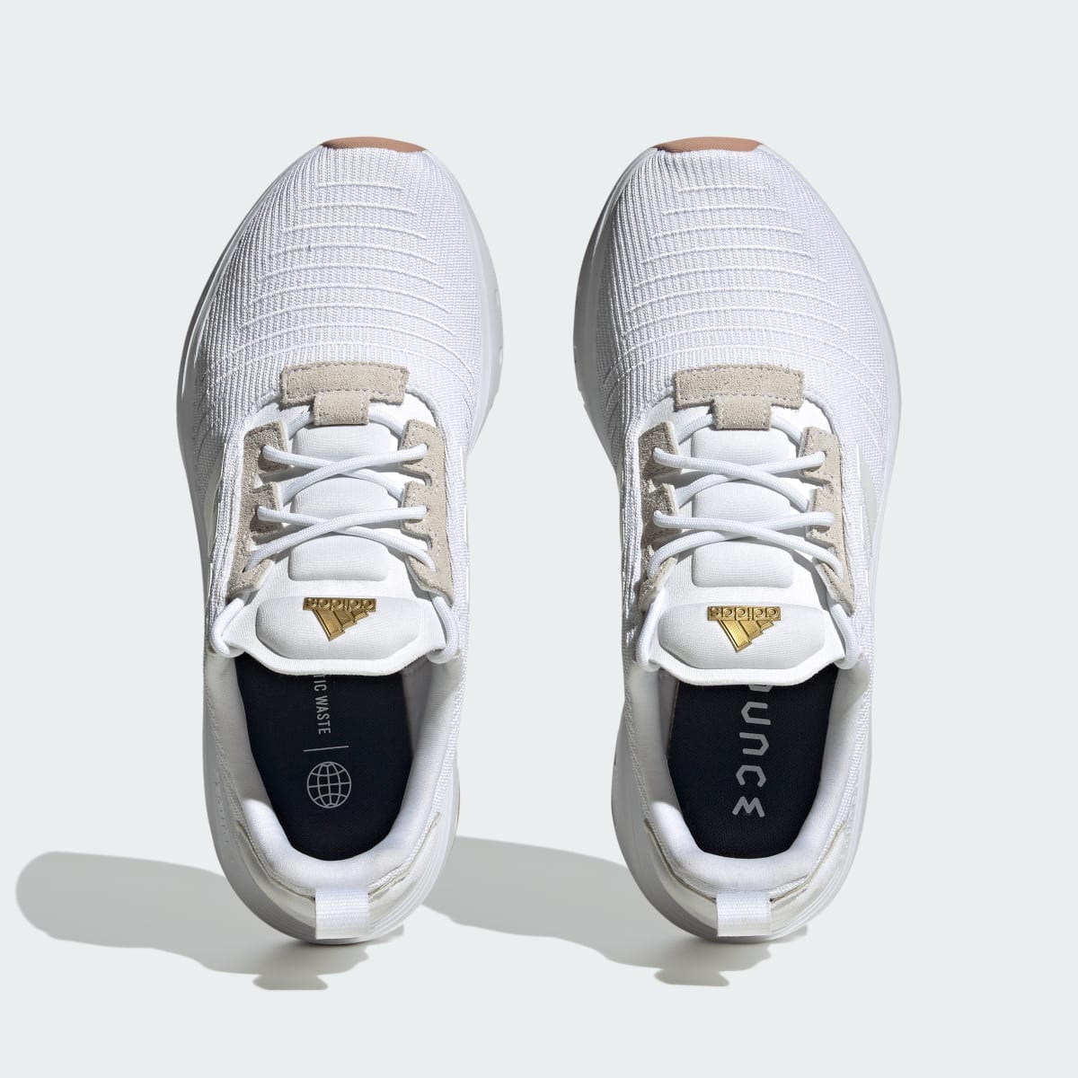 adidas Sportswear Swift Run 23 Women's Lifestyle Shoes, White/White/Gold Metallic - EU 37 1/3 - angle view