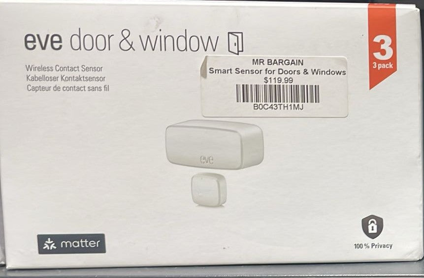 Eve Door & Window (Matter) 3-Pack: Smart Contact Sensor for Doors & Windows, Automatic Control of Accessories, Thread, Apple Home, Alexa, Google Home, SmartThings, Requires Thread Border Router - Mr Bargain