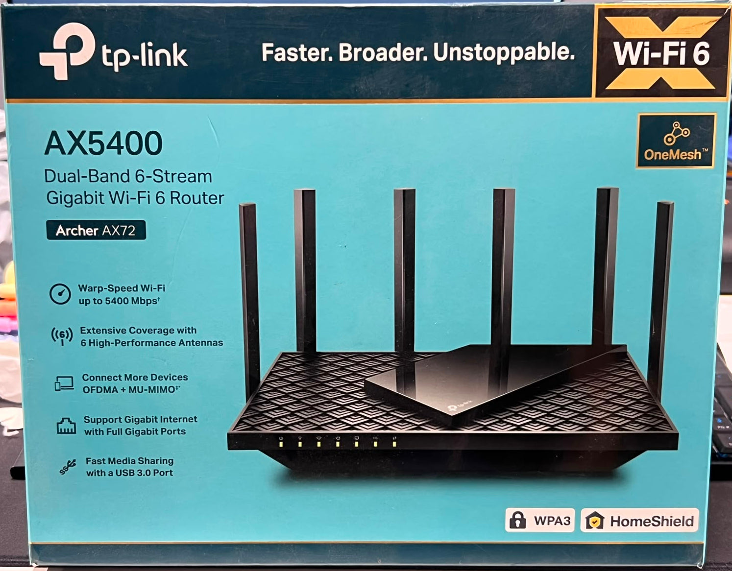 TP-Link Archer AX72 AX5400 Wi-Fi 6 Router – Dual-Band 6-Stream – Up to 5400 Mbps – Excellent Condition TP-LINK