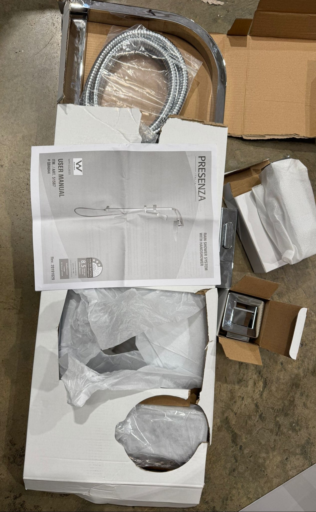 Presenza Chrome Shower Panel with Sliding Adjustable Shower Holder Bathroom Shower Fitting – As New PRESENZA