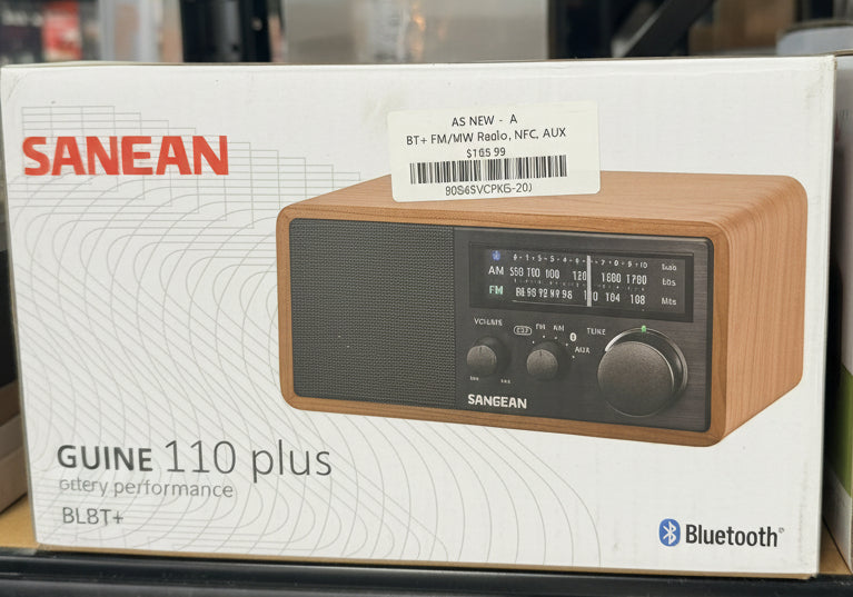 Sangean WR-11 BT+ FM/MW Radio with Bluetooth NFC, AUX and Wood Case in Lightwood/Black - As New SANGEAN