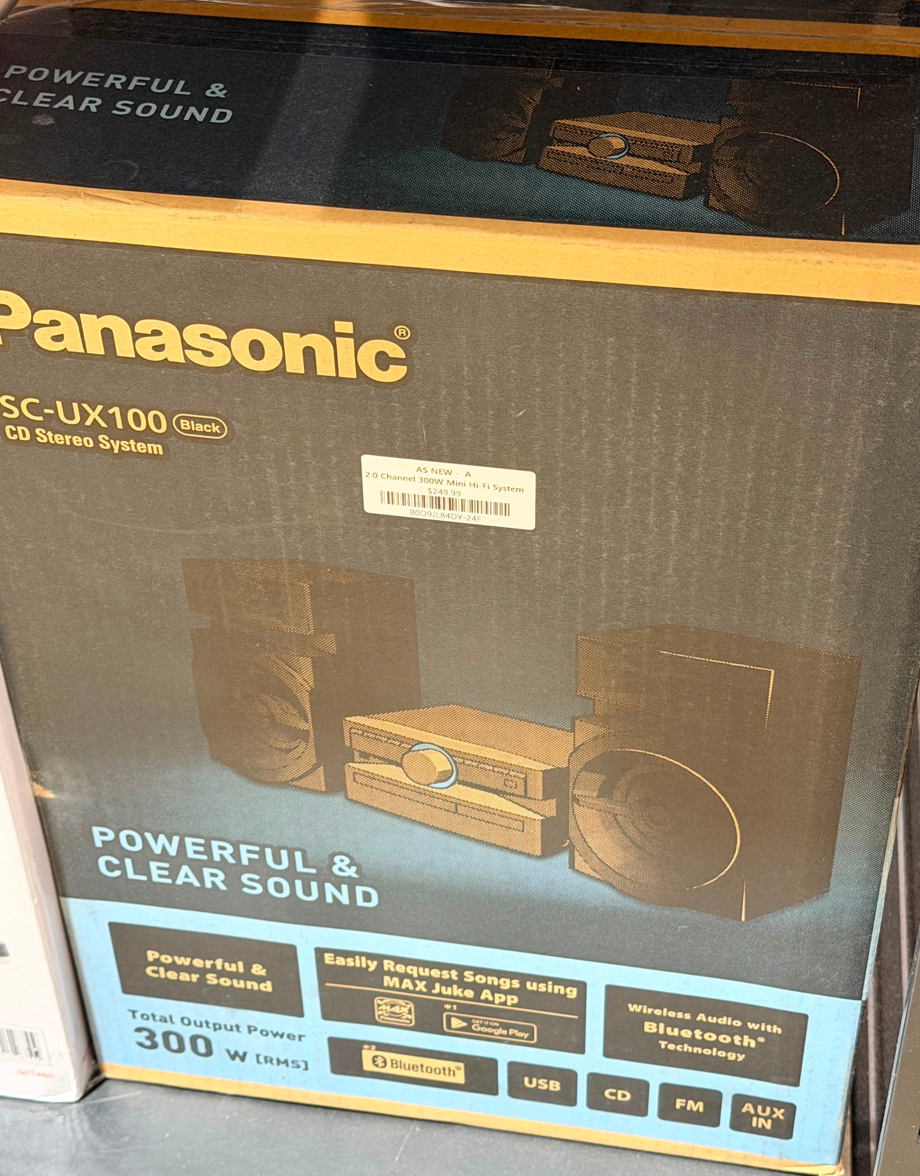 Panasonic SC-UX100GN-K 2.0 Channel 300W Mini Hi-Fi System Powerful Audio System – As New Panasonic
