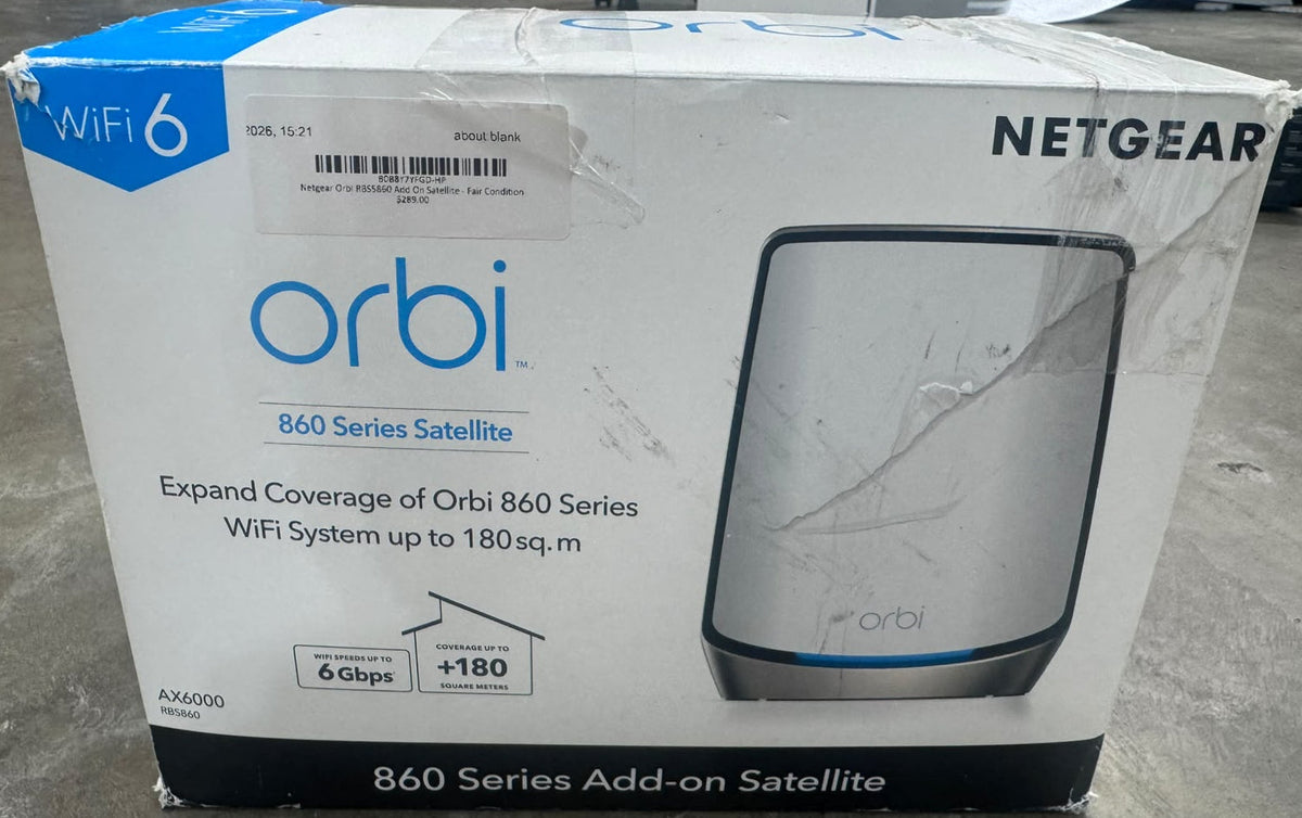 NETGEAR Orbi RBS860 AX6000 Tri-Band WiFi 6 Add-On Satellite - White - Good - Refurbished NETGEAR