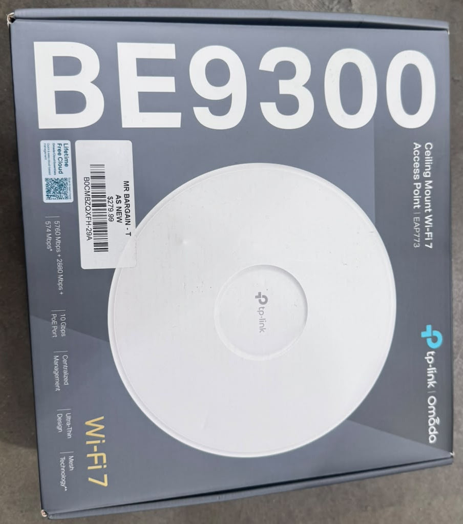 TP-Link Omada EAP773 BE9300 Tri-Band WiFi 7 Access Point - White - As New - Refurbished TP-LINK