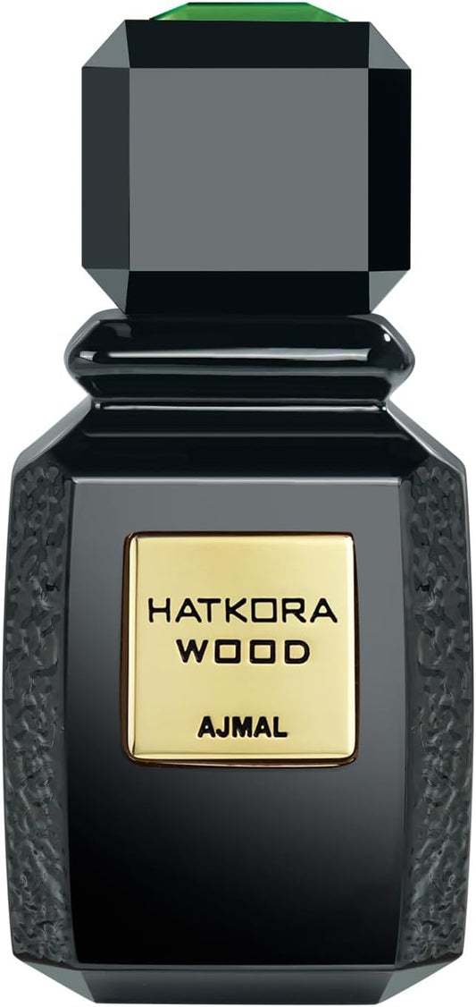 Ajmal Hatkora Wood Eau de Parfum 100ml bottle — unisex woody citrus fragrance available at Mr Bargain Perth WA