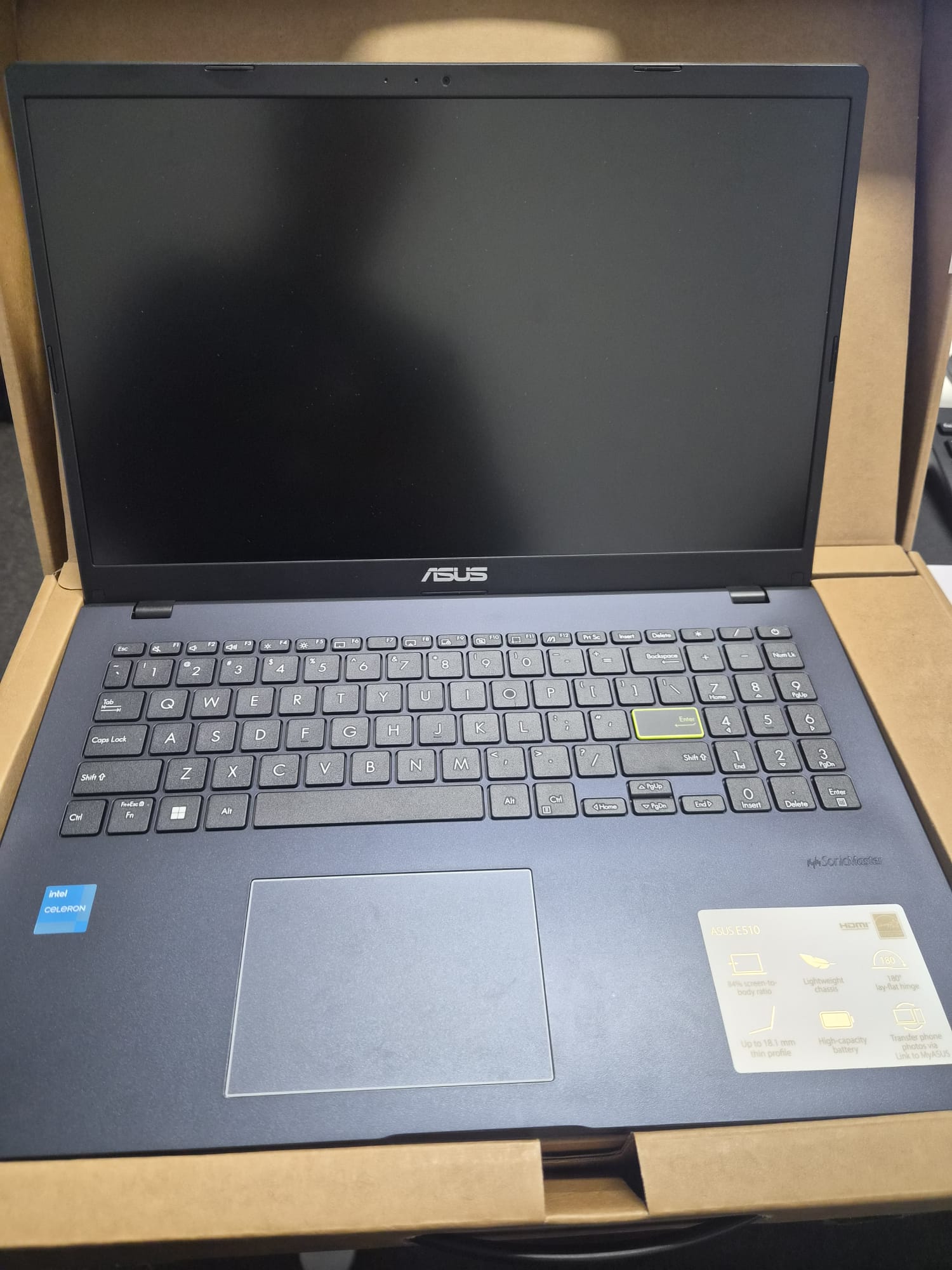 ASUS Vivobook Go Laptop, 15.6-inch, Windows 11 Home, Intel Celeron N4500 Processor, 128GB eMMC SSD, 8GB RAM, Intel HD Graphics, Black, E510KA-EJ359W-As New Condition ASUS