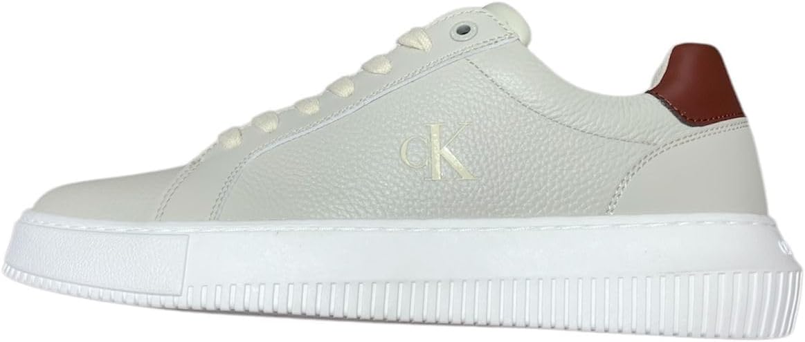 Calvin Klein Jeans Men's Chunky Cupsole Sneaker, Silver Birch/Cinnamon, EU 46 Calvin Klein