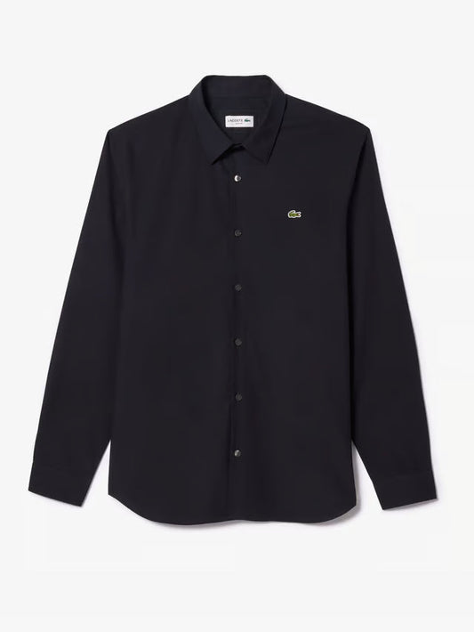 Lacoste Men's LS Slim Stretch Poplin Shirt, Abysm, Medium Lacoste