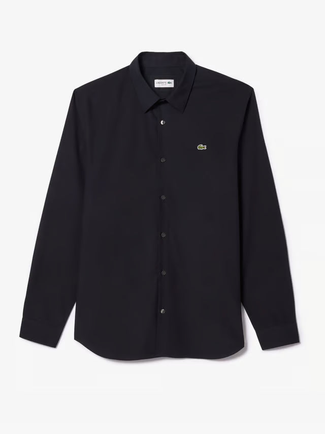 Lacoste Men's LS Slim Stretch Poplin Shirt, Abysm, Medium Lacoste