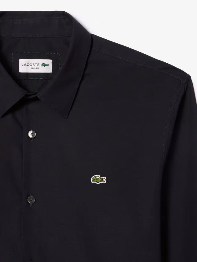 Lacoste Men's LS Slim Stretch Poplin Shirt, Abysm, Medium Lacoste
