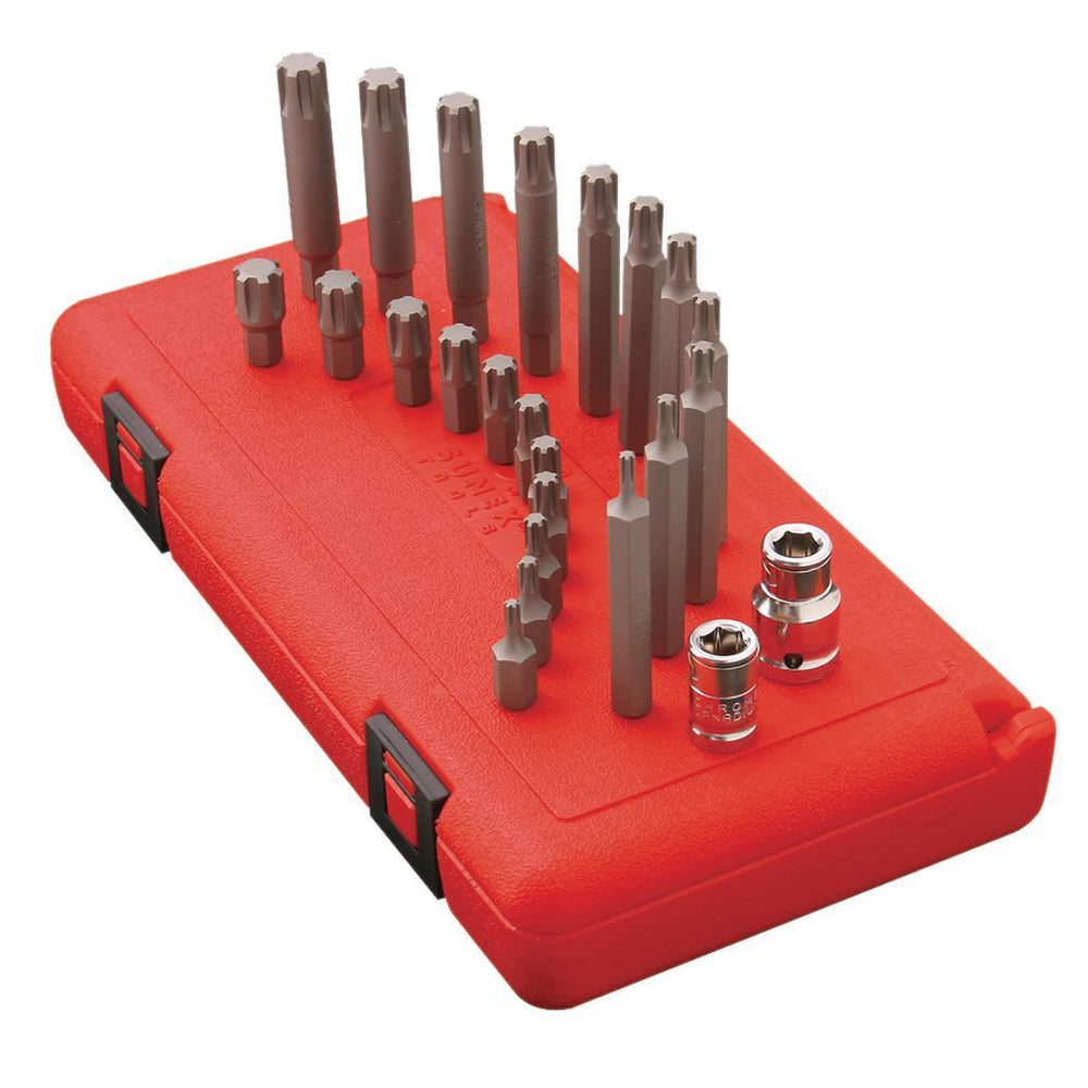 Sunex 9724 Ribe Bit Socket Set 24 Piece M4-M14 3/8" & 1/2" Drive Sunex