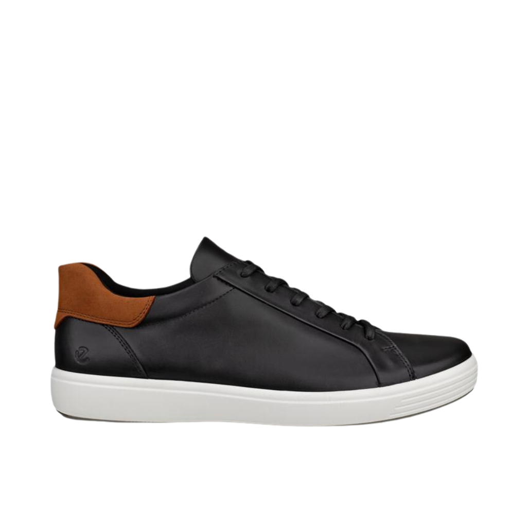 ECCO Soft 7 M Men's Leather Sneakers, Black/Cognac, EU 42 ECCO