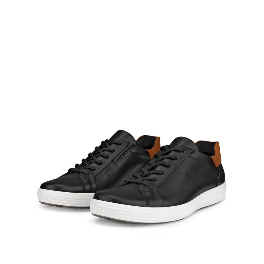 ECCO Soft 7 M Men's Leather Sneakers, Black/Cognac, EU 42 ECCO