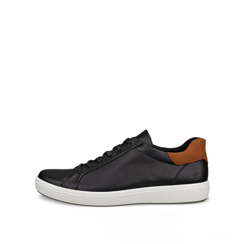 ECCO Soft 7 M Men's Leather Sneakers, Black/Cognac, EU 42 ECCO