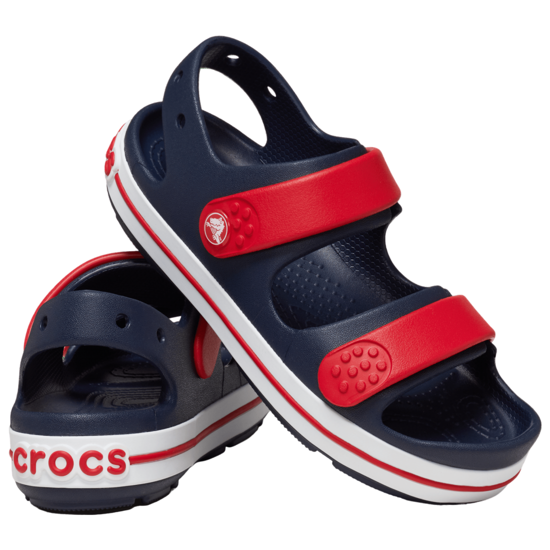 Crocs Kids Crocband Cruiser Sandal, Navy/Varsity Red - C5 / EU 22 CROCS