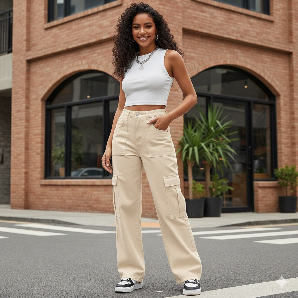 Jag High Waist Cargo Pocket Style Cotton Linen Blend Pants Mr Bargain