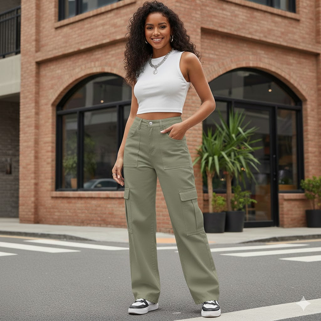Jag High Waist Cargo Pocket Style Cotton Linen Blend Pants Mr Bargain