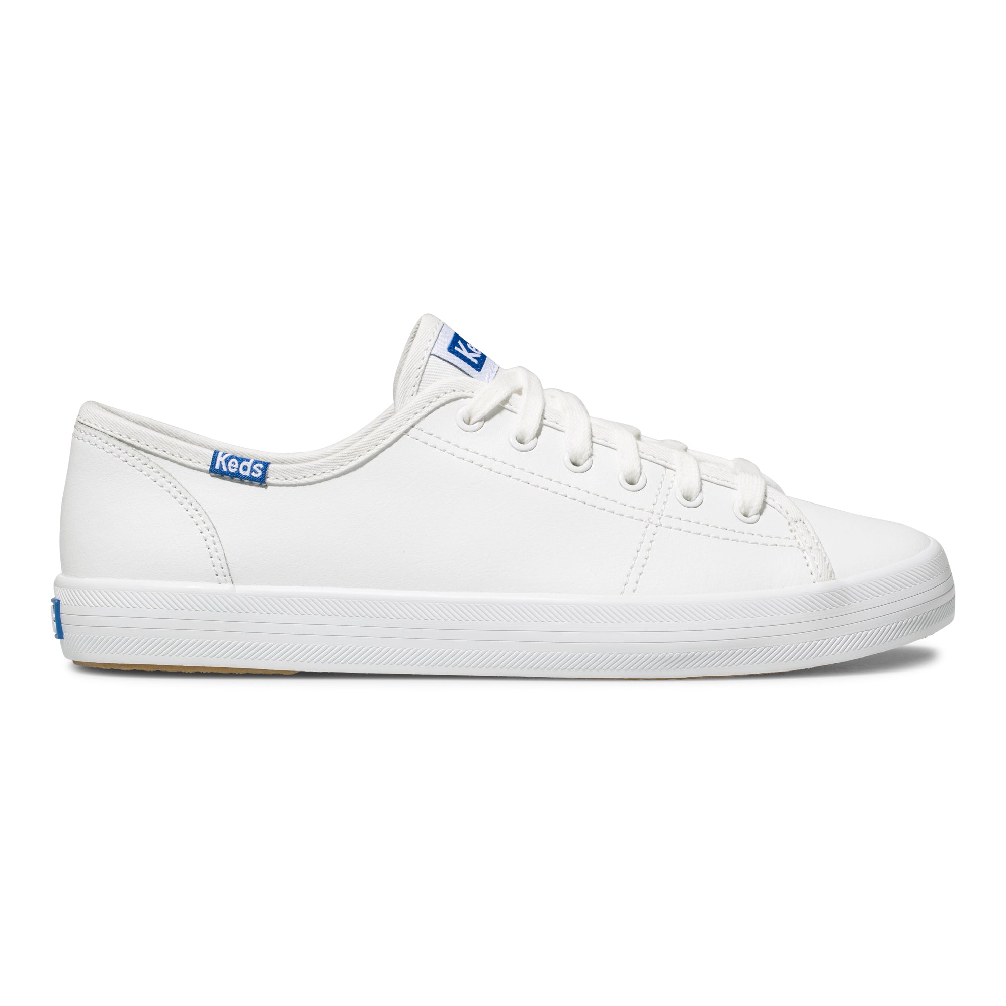 Keds Kickstart Leather Sneaker, White/Blue, US 8.5, EU 39.5 Keds
