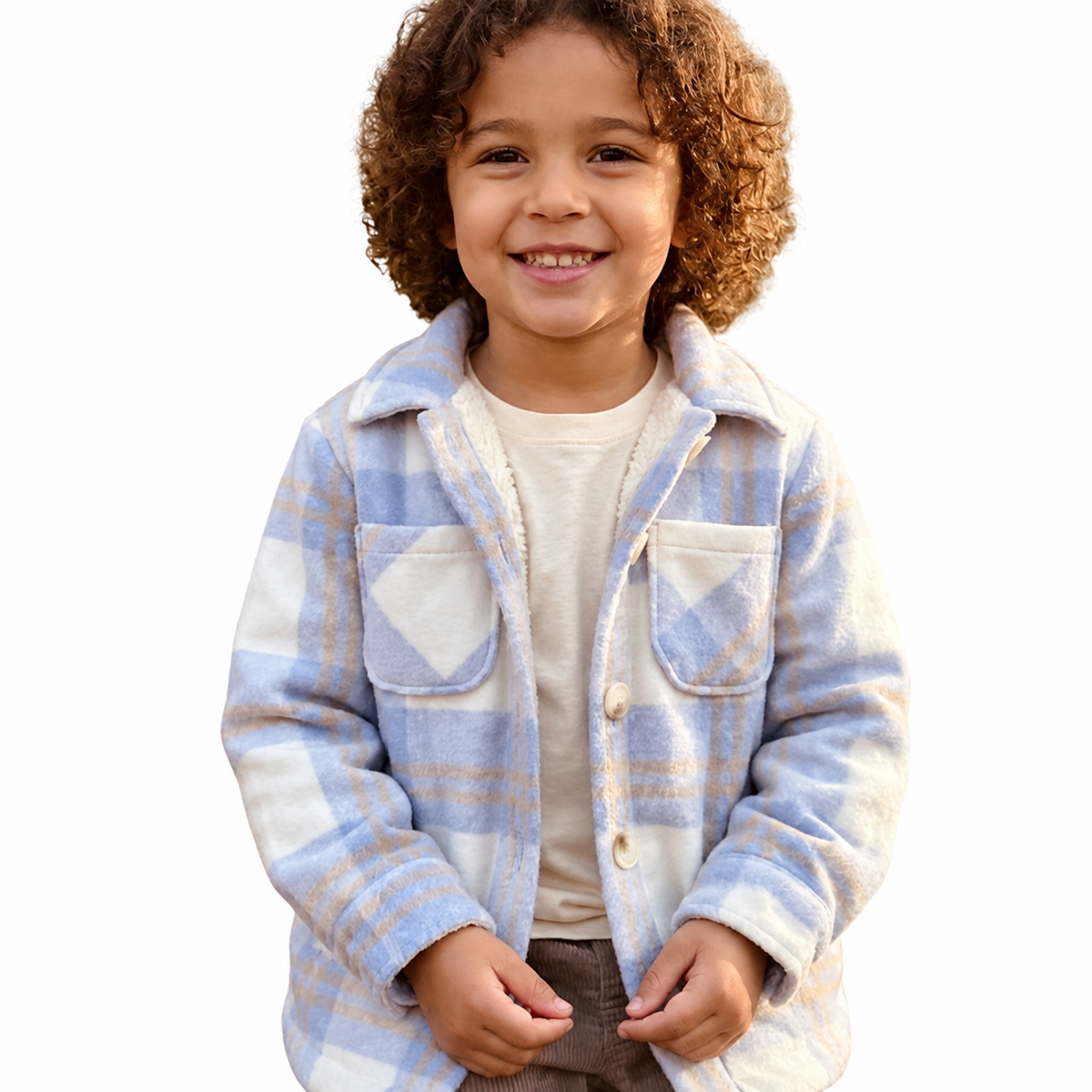 Ocean Break Kids Plaid Fleece-Lined Shirt Shacket - Size 5-6 Years OCEANBREAK