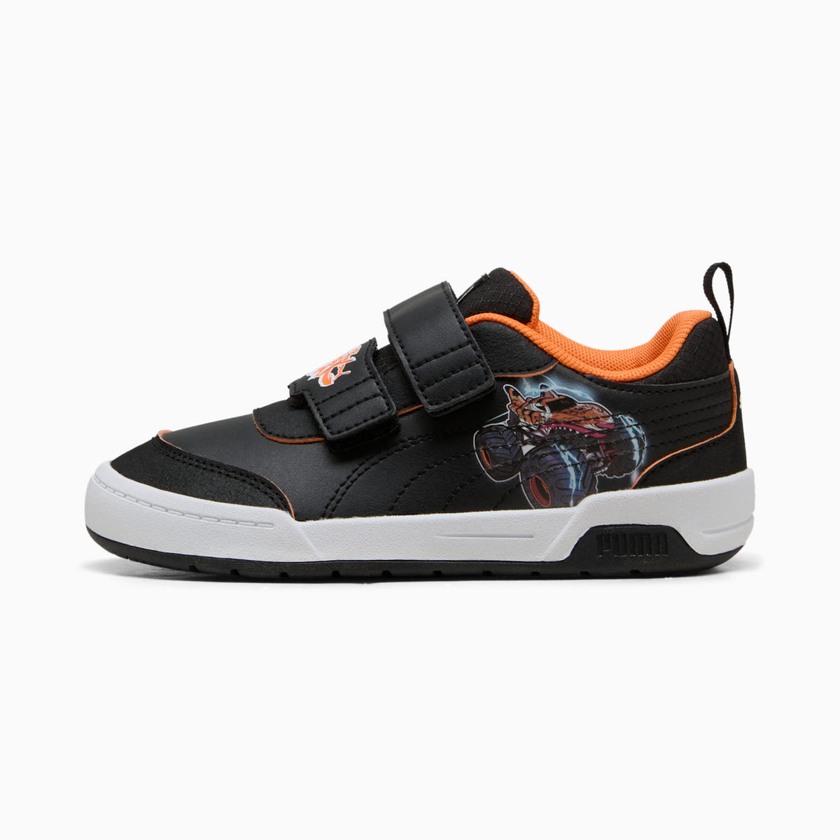 PUMA Kids' Multiflex 2 x Hot Wheels Sneaker, Black/Orange Glo - side view