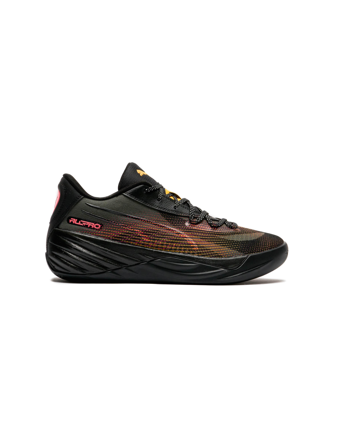 PUMA Men's All-Pro Nitro Fire Glow Sneaker, Black/Sun Stream/Sunset Glow, US 9.5 Puma