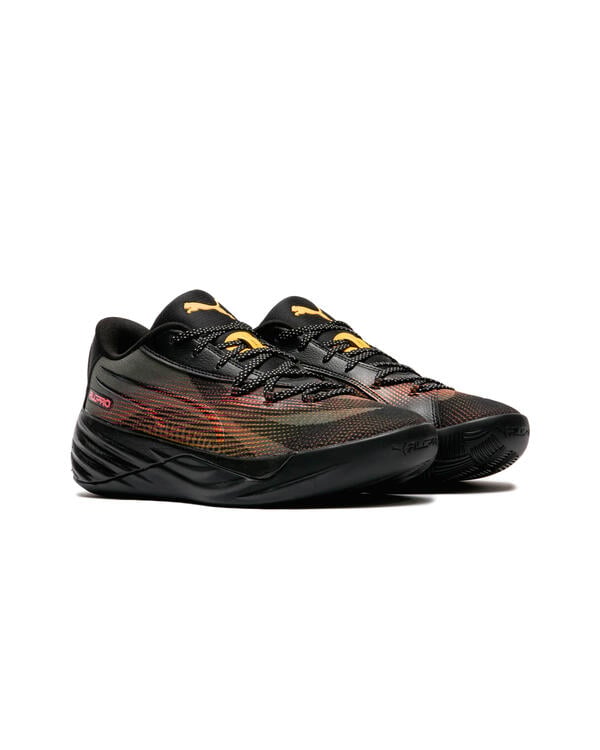 PUMA Men's All-Pro Nitro Fire Glow Sneaker, Black/Sun Stream/Sunset Glow, US 9.5 Puma