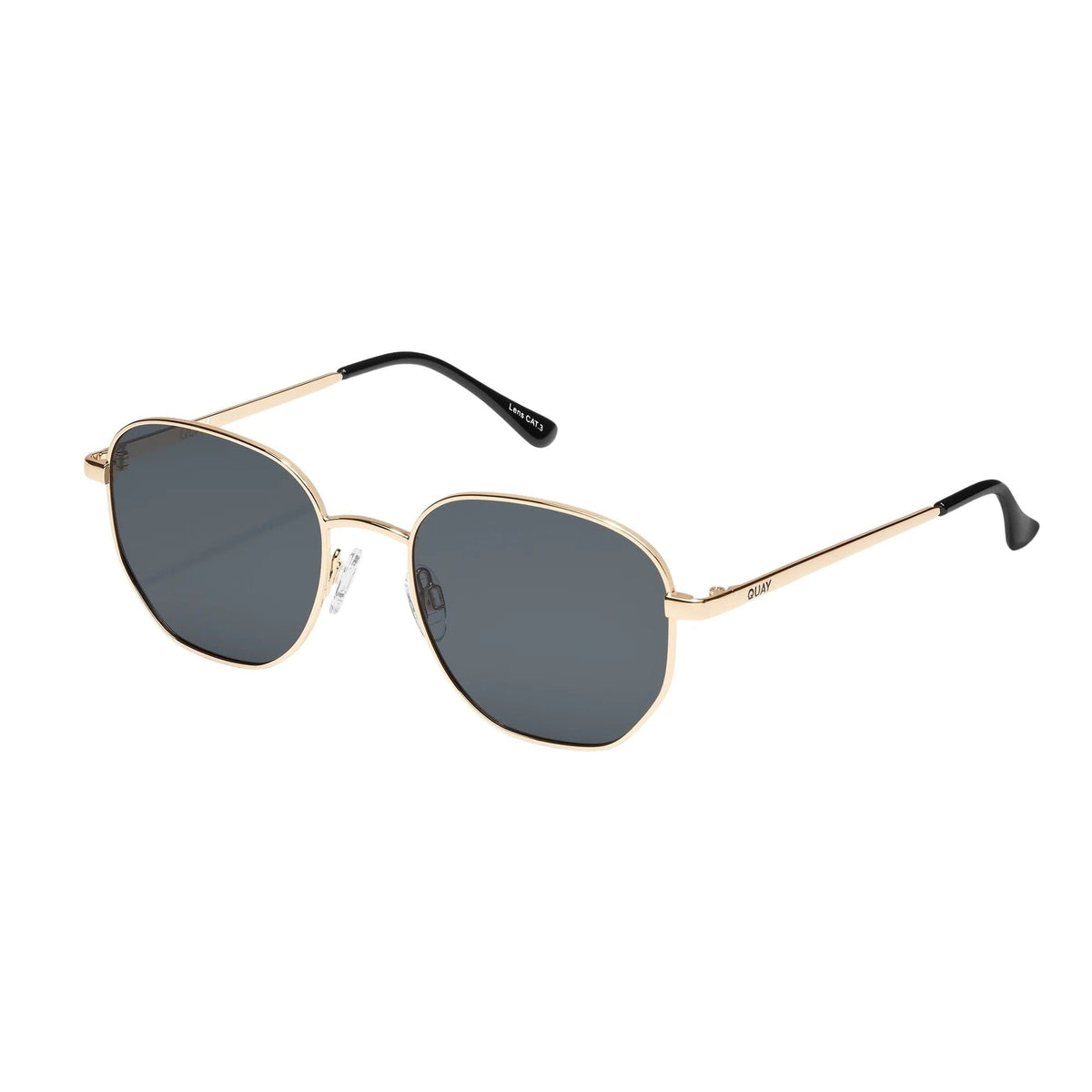 QUAY Big Time Adult Round Sunglasses - Gold/Smoke QUAY