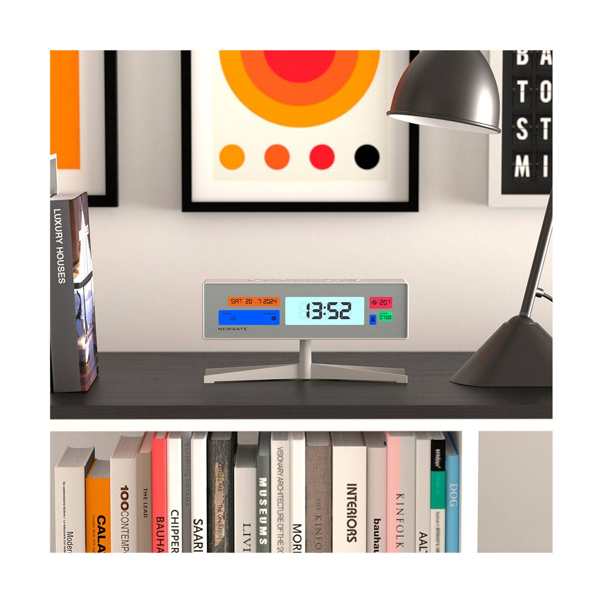 Newgate Supergenius LCD Alarm Clock - Matte White - As New - Refurbished Newgate