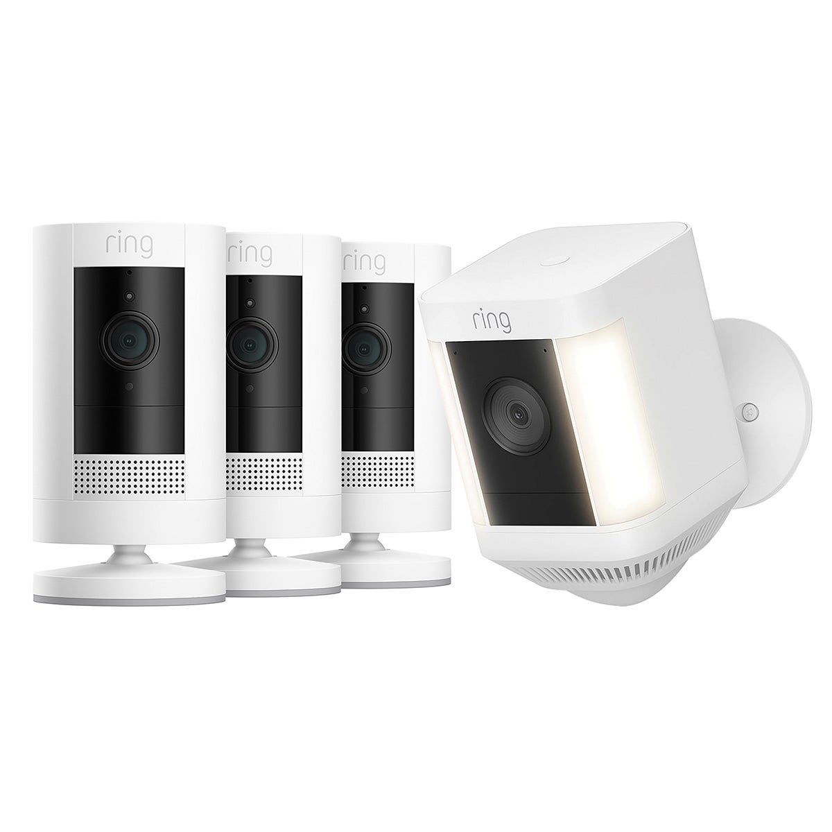 Ring Stick Up Cam Battery 3 Pack White + Spotlight Cam Plus Battery White B0BZ2TKGNY - Good - Refurbished RING