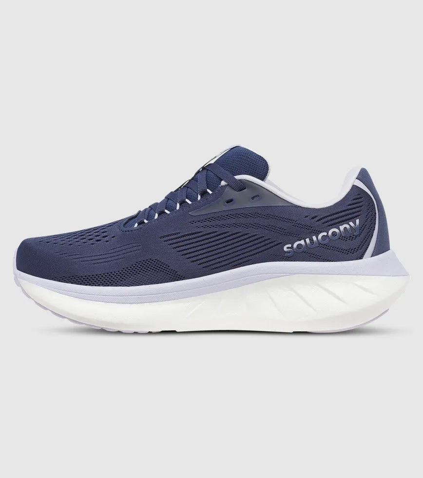 Saucony Women's Ride 18 Sneaker, Navy/Aster, US 7/ EU 38 Saucony