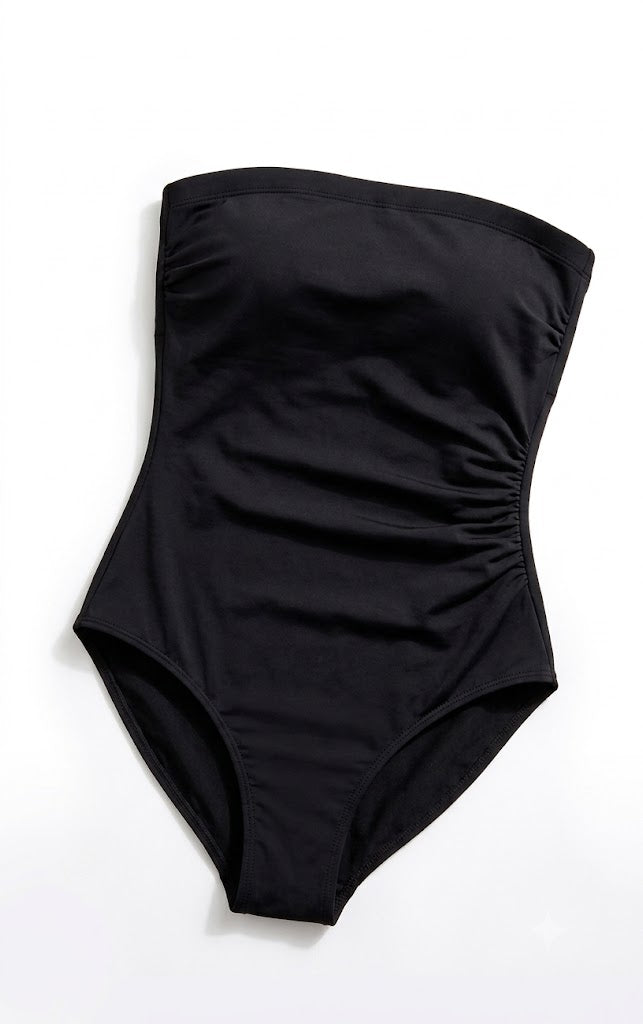 Miraclesuit Women's Swimwear Long Torso Solid Avanti Bandeau Underwire Bra One Piece Swimsuit with Removable Straps Miraclesuit