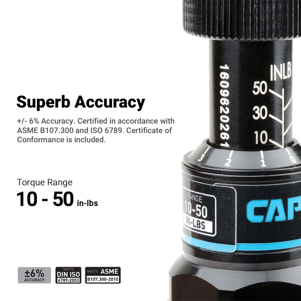 Capri Tools 21075 Certified Torque Limiting Screwdriver Set 10-50 in-lb 1/4" Drive Capri Tools