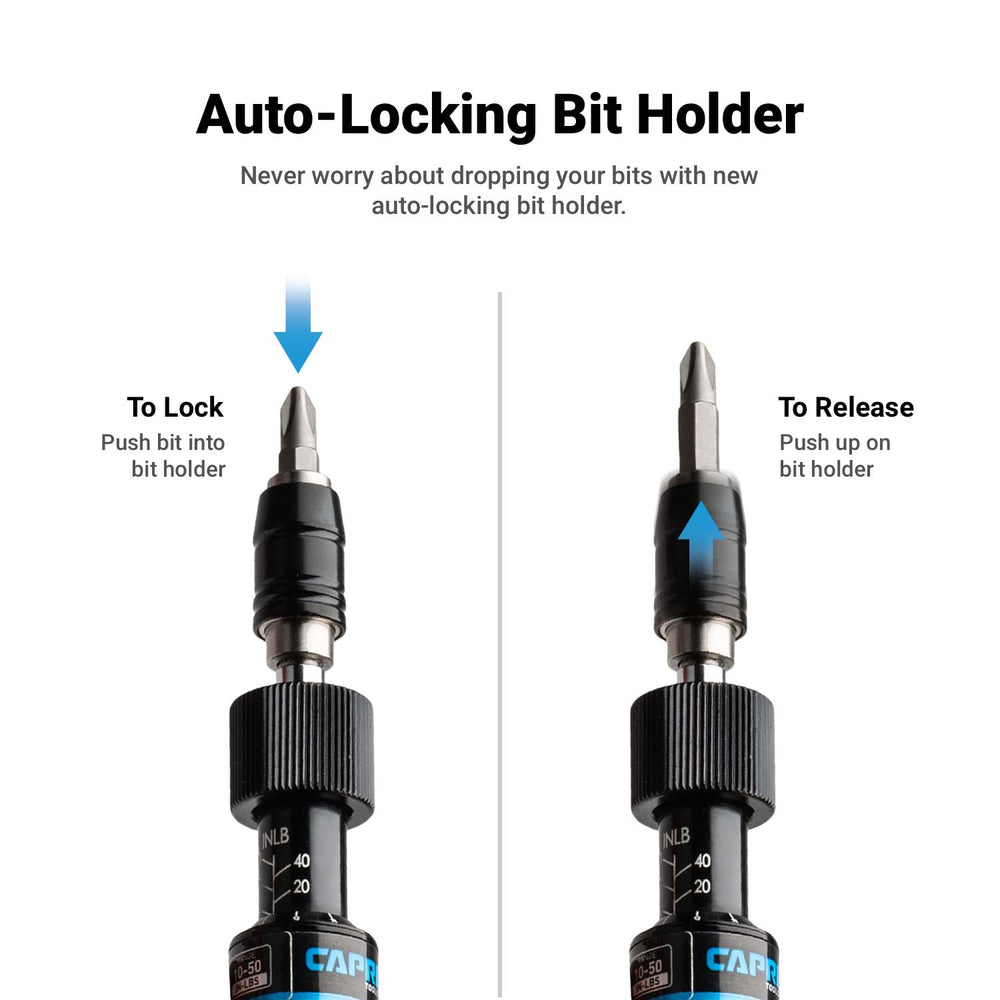 Capri Tools 21075 Certified Torque Limiting Screwdriver Set 10-50 in-lb 1/4" Drive Capri Tools
