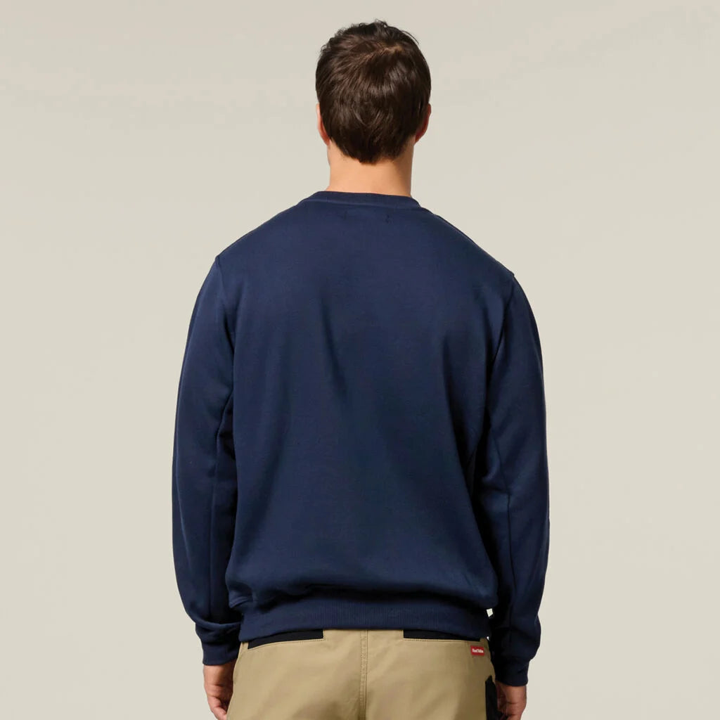 Hard Yakka Men's Foundations Brushed Fleece Crew Neck Jumper, Navy, 4X-Large hard yakka